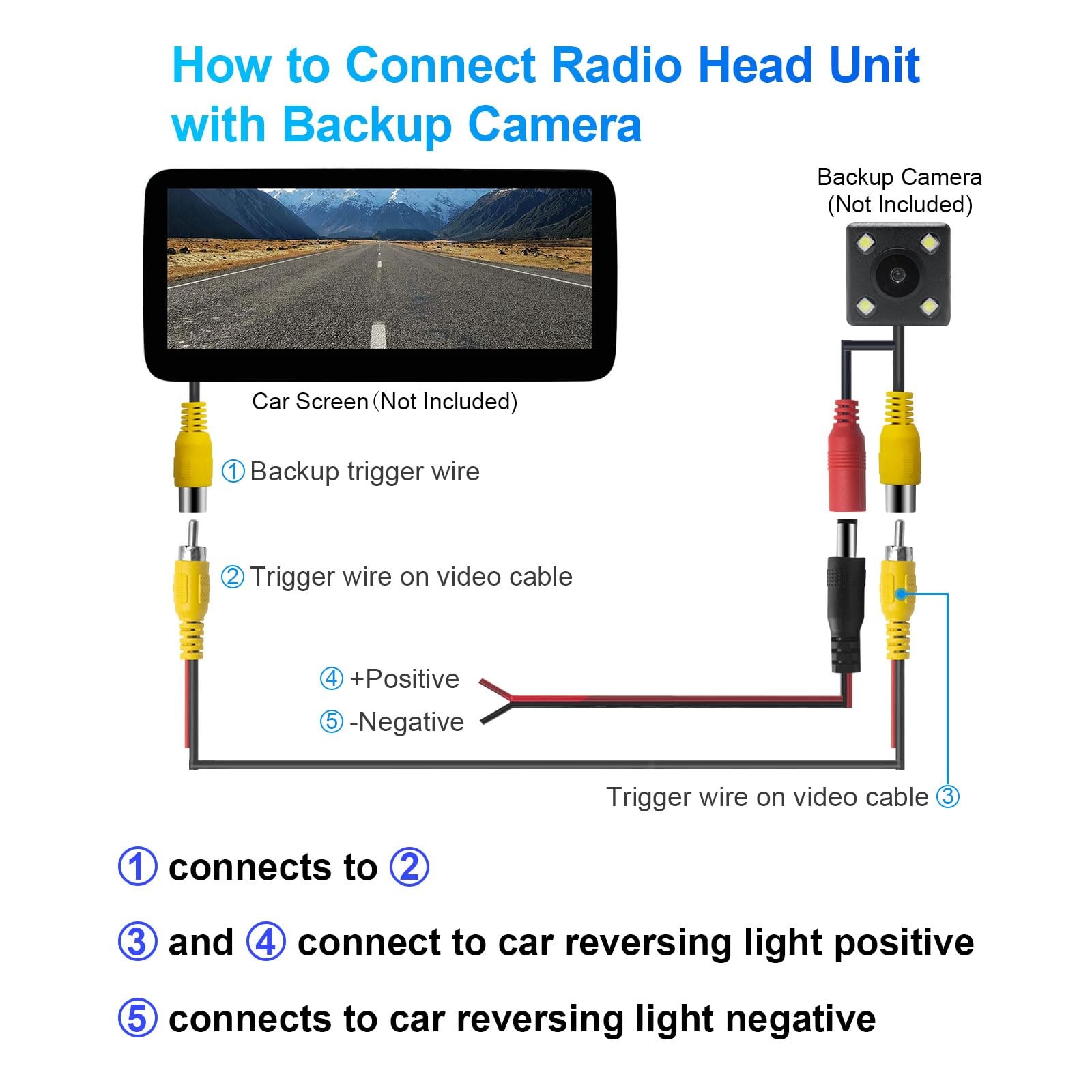 19.6FT Backup Camera RCA Video Extension Cable Reverse Car AV Cord With Wire