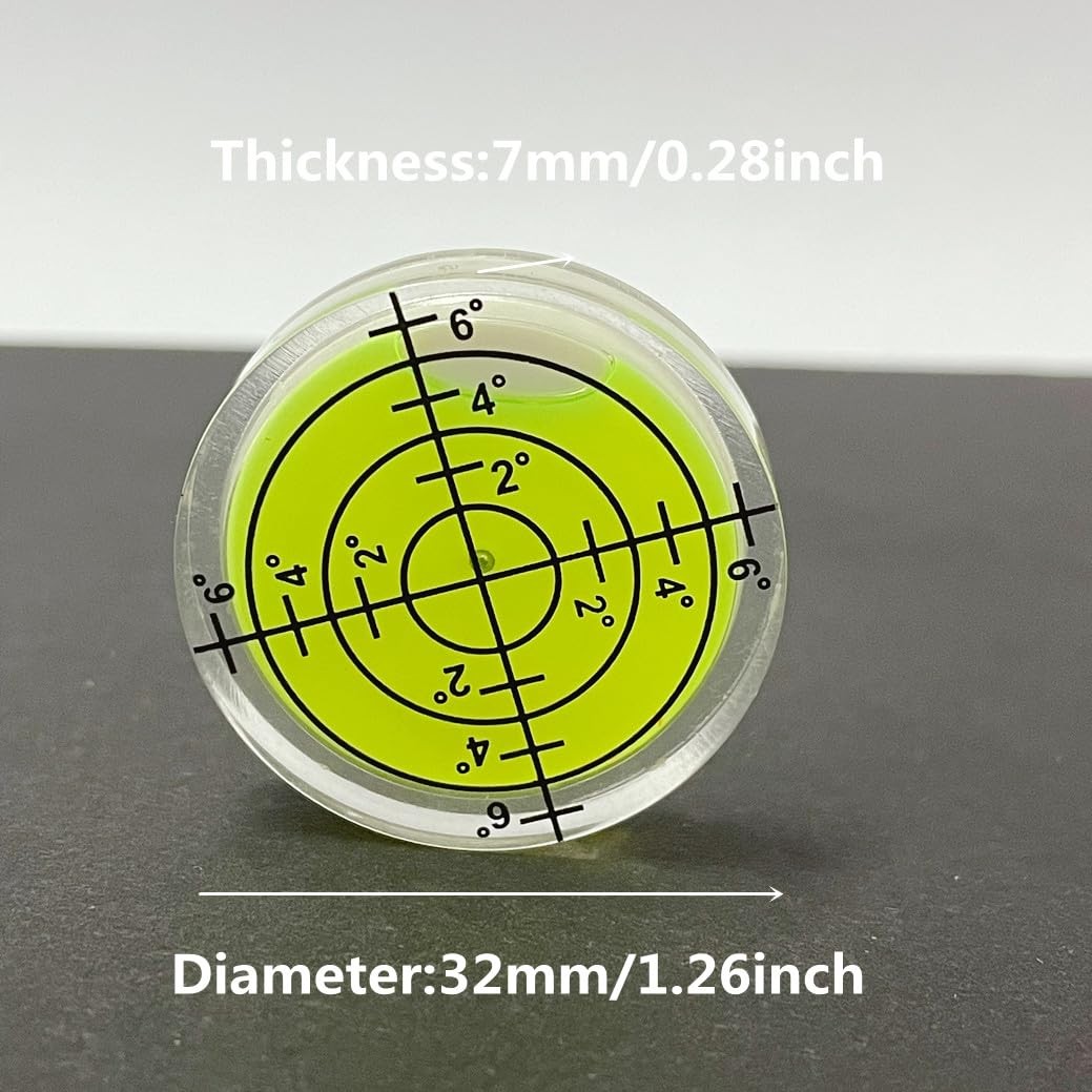 6Pcs Mini Circular Bubble Levels with Adhesive Back for Camera Tripod 32x7mm