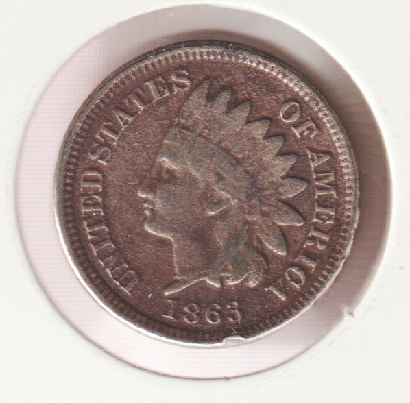 1863 Indian Head Penny American Civil War Copper Nickel US Coin Rare Old Cent E1