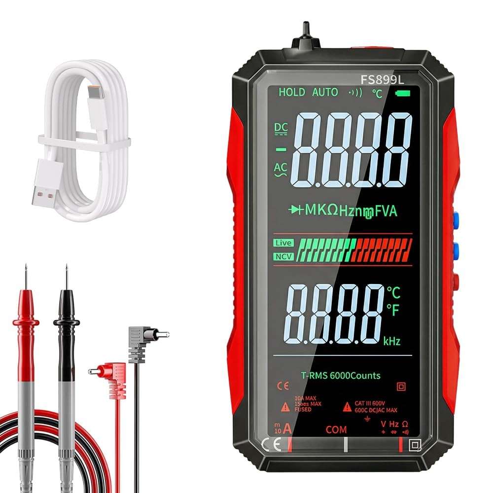 6000 Counts Digital Multimeter Tester Auto-Ranging TRMS Voltmeter Colour Display