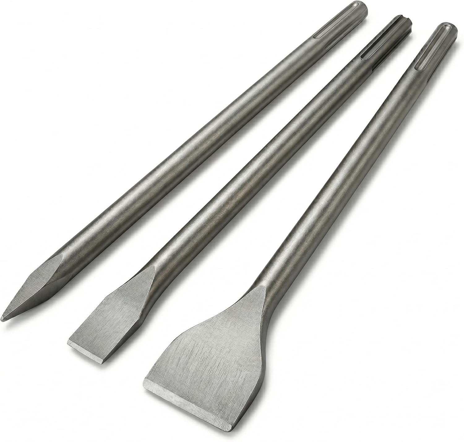 24-Inch SDS Max Chisel Bits Set - 3 Piece Extra Long Demolition Kit (Scaling, Po