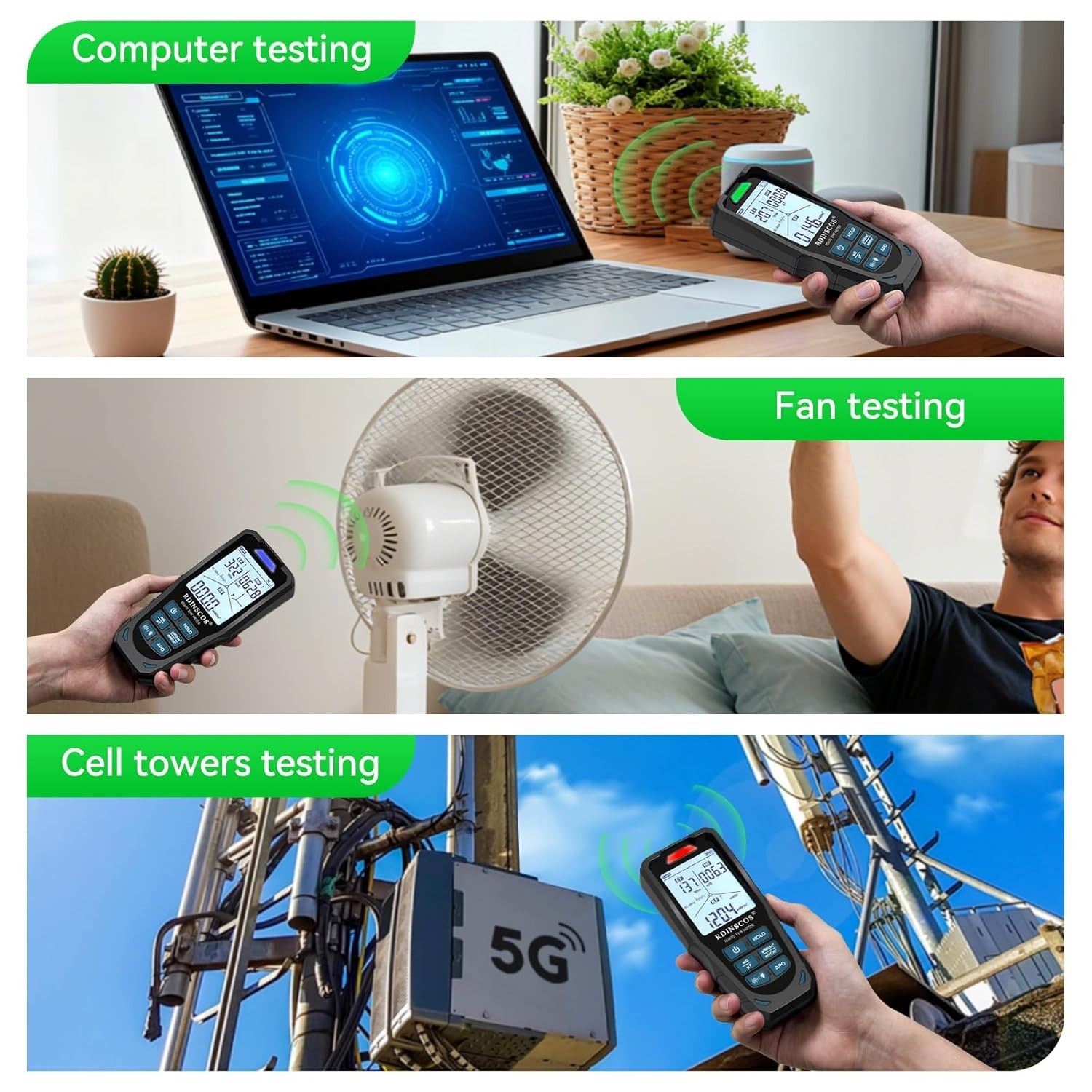 Electric Magnetic RF Field Tester LCD Display