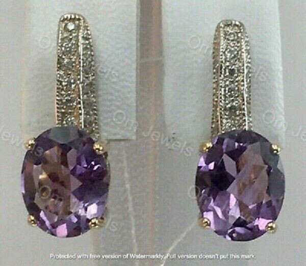 4Ct Oval Cut Alexandrite Drop Dangle Women's Earrings 14K Yellow Gold Finish