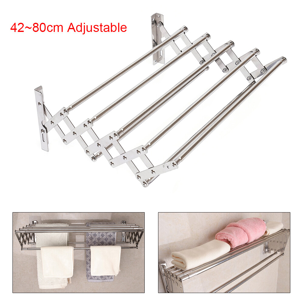 Wall-Mounted Clothes Drying Rack Stainless Steel Retractable Laundry Drying Rack