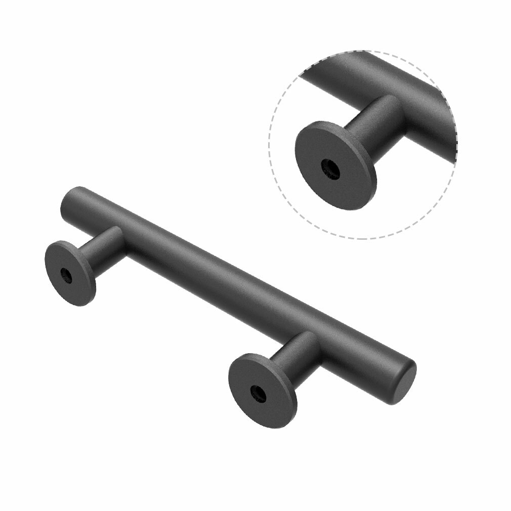 Sliding Barn Door Handle Pull and Flush Hardware Set Flat Back-Plate Matte Black