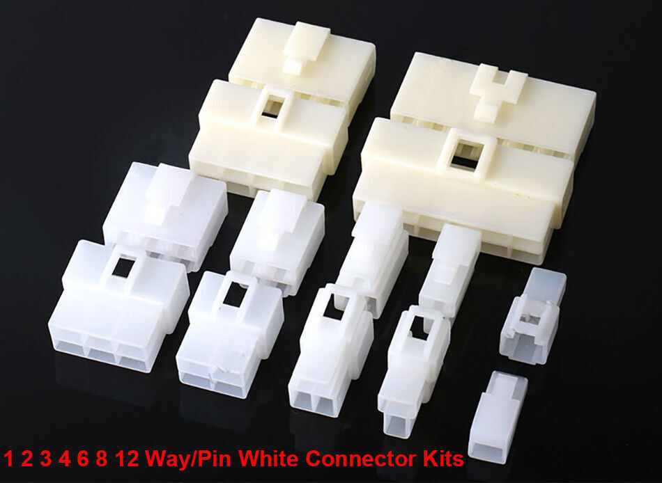 Quality 6.3mm White Mini Connector Kits 1-12 Way/Pin Motorbike Motorcycle Cars