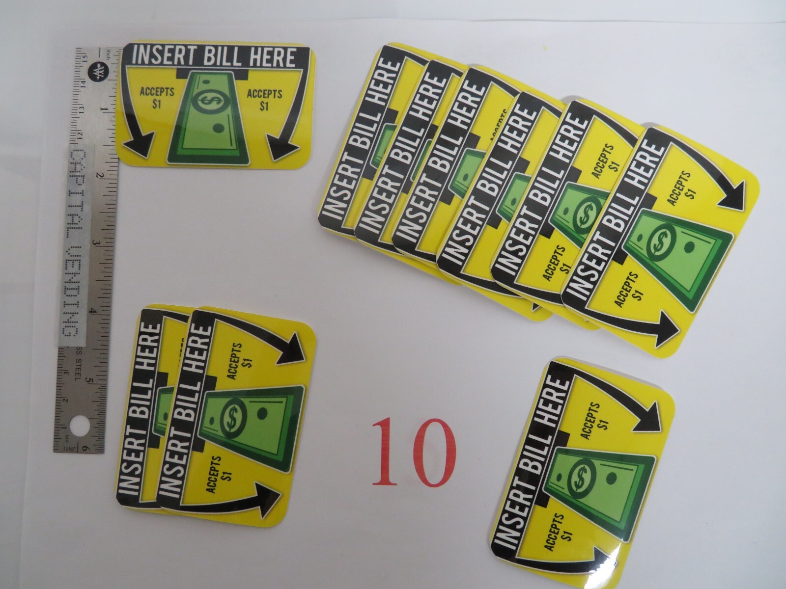 Mars MEI dollar bill validator insert bill $1 only decal, Quantity of 5 or 10