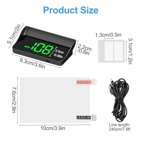 Car HUD Display Speedometer: GPS Windshield Head Up Display, Real Time