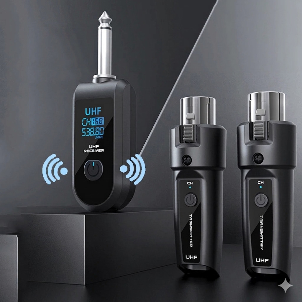 Wired to Wireless Microphone System Converter Transmitter Receiver Rechargeable