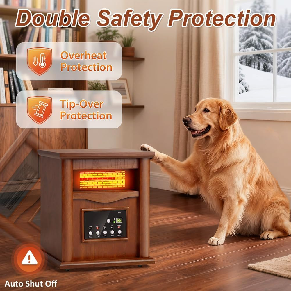 Portable Space Heater, 1500W Electric Infrared Heater for Indoor Use, Living Roo
