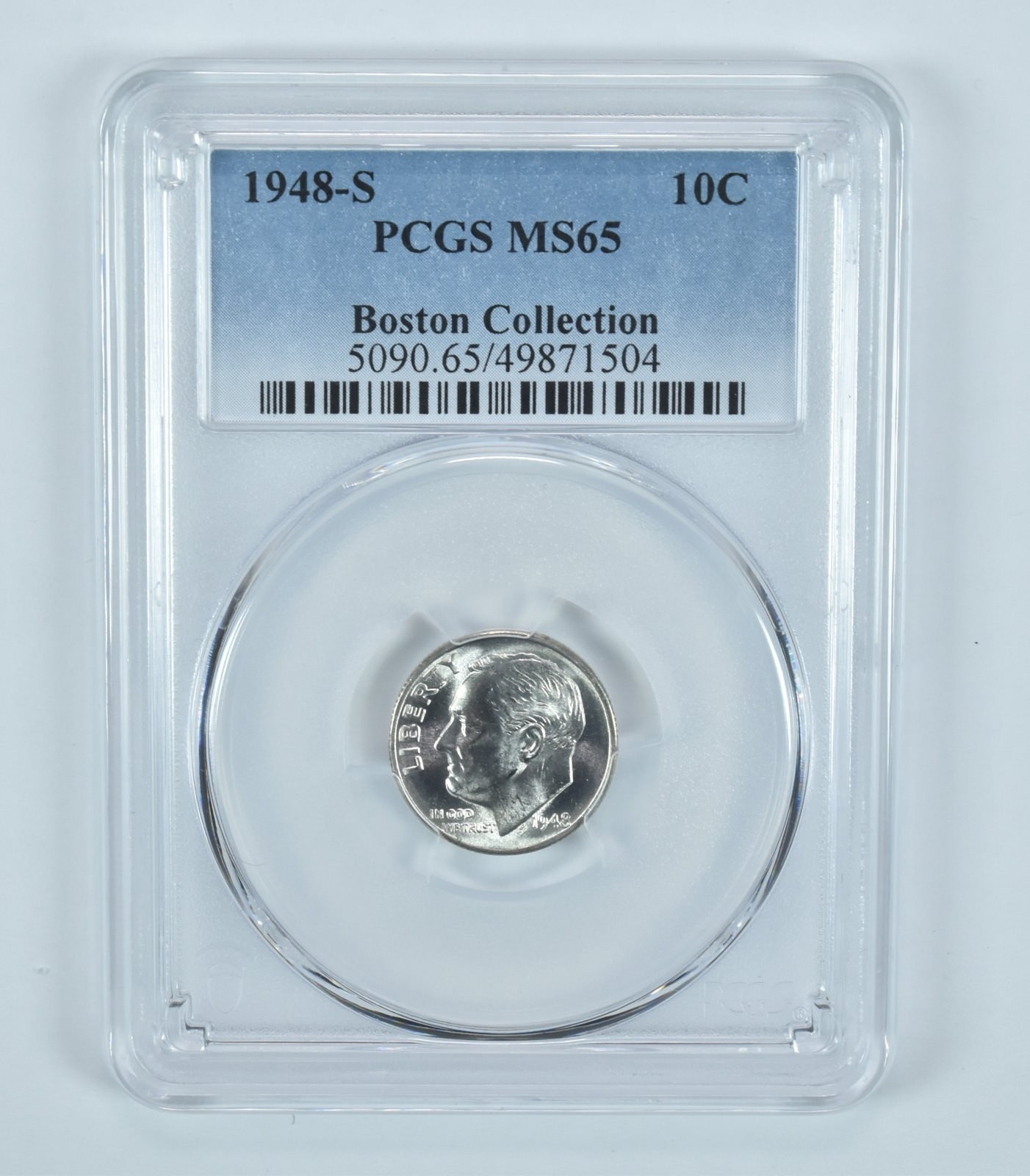 1948-S Roosevelt Dime Boston Collection MS65 PCGS Blue Label