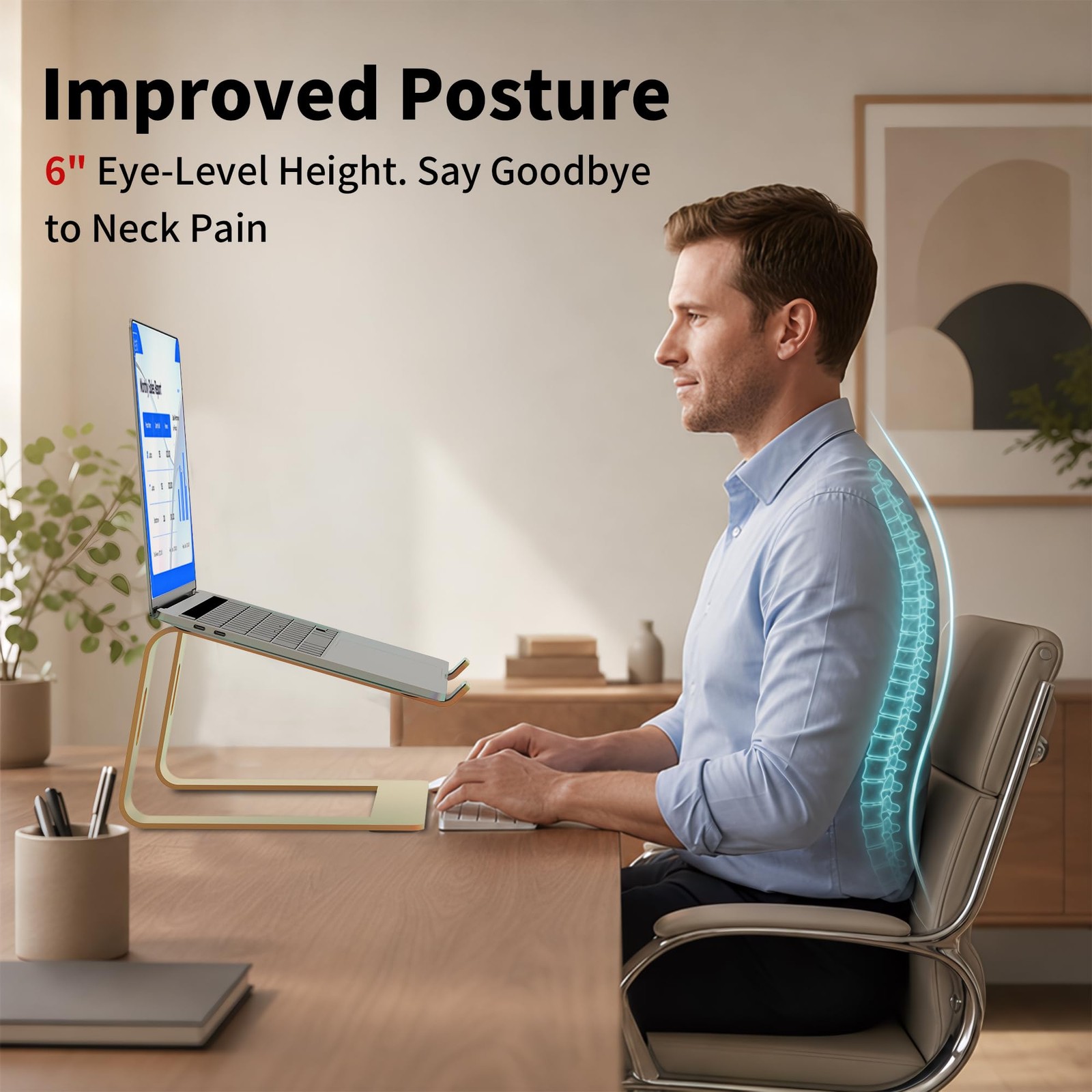 Ergonomic Laptop Stand, Premium 5mm Aluminum Riser for 10-15.6 Inch Notebook ...