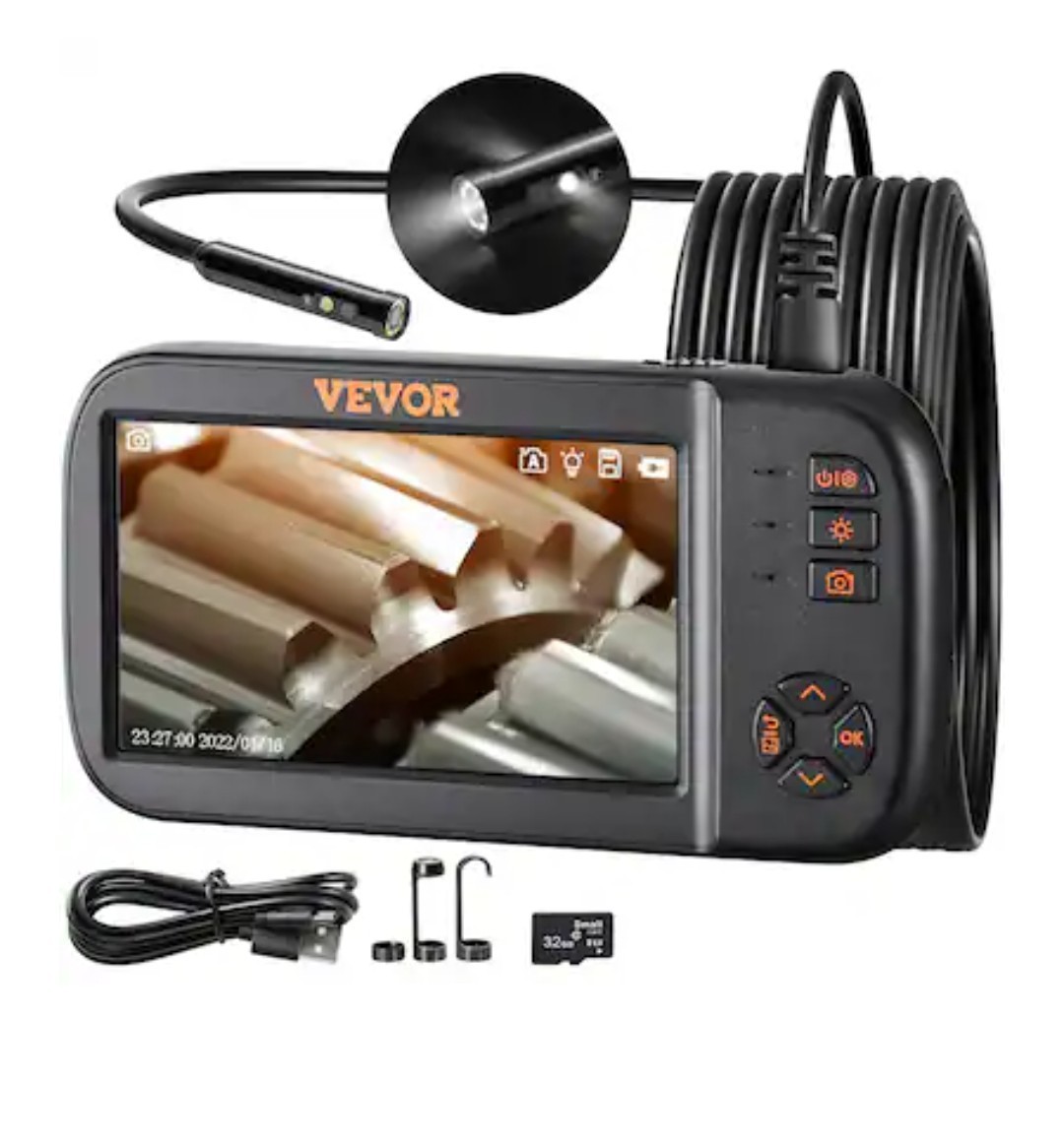 VEVOR Borescope Triple Lens Endoscope Camera with Light, 4.5" Screen 451P
