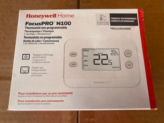 Honeywell TH1110U4000/U FocusPRO N100 Non-Programmable Thermostat, 1 Heat/1 Cool