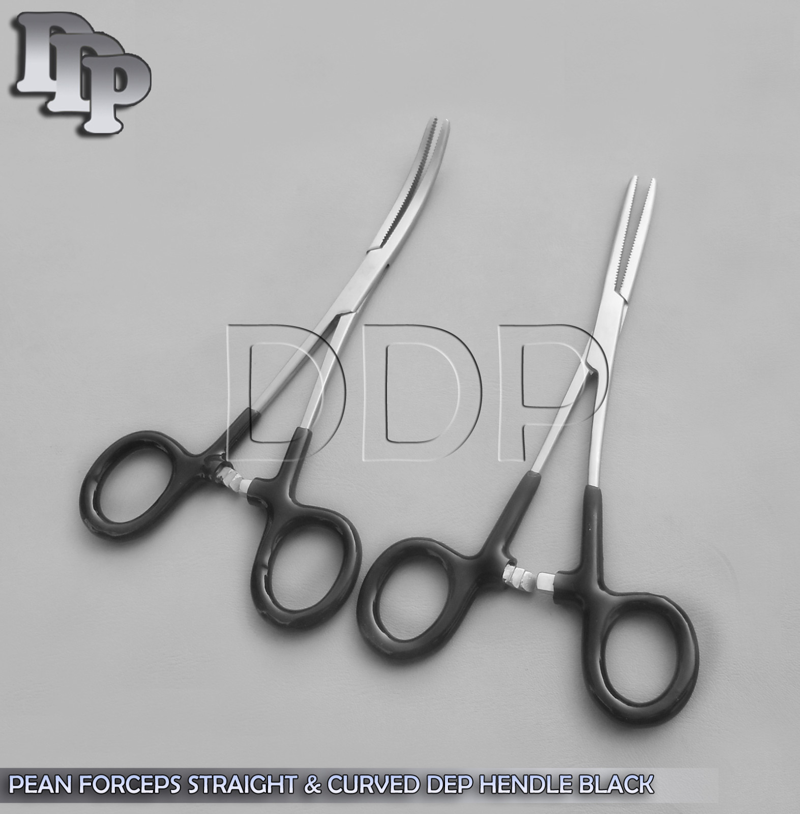 Hemostat Pean Forceps Surgical Instru, Black Dep Handle 5.5" Straight + Curved