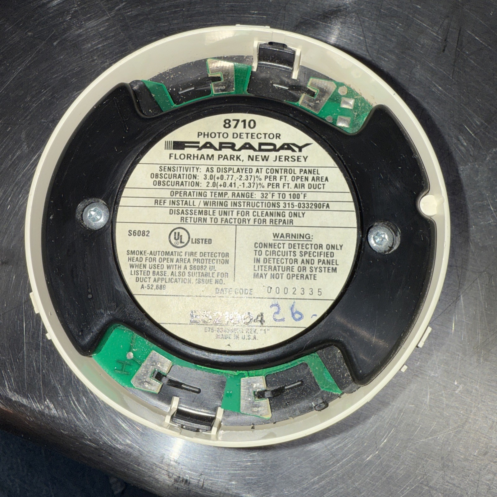 FARADAY 8710 Smoke Detector Fire Alarm