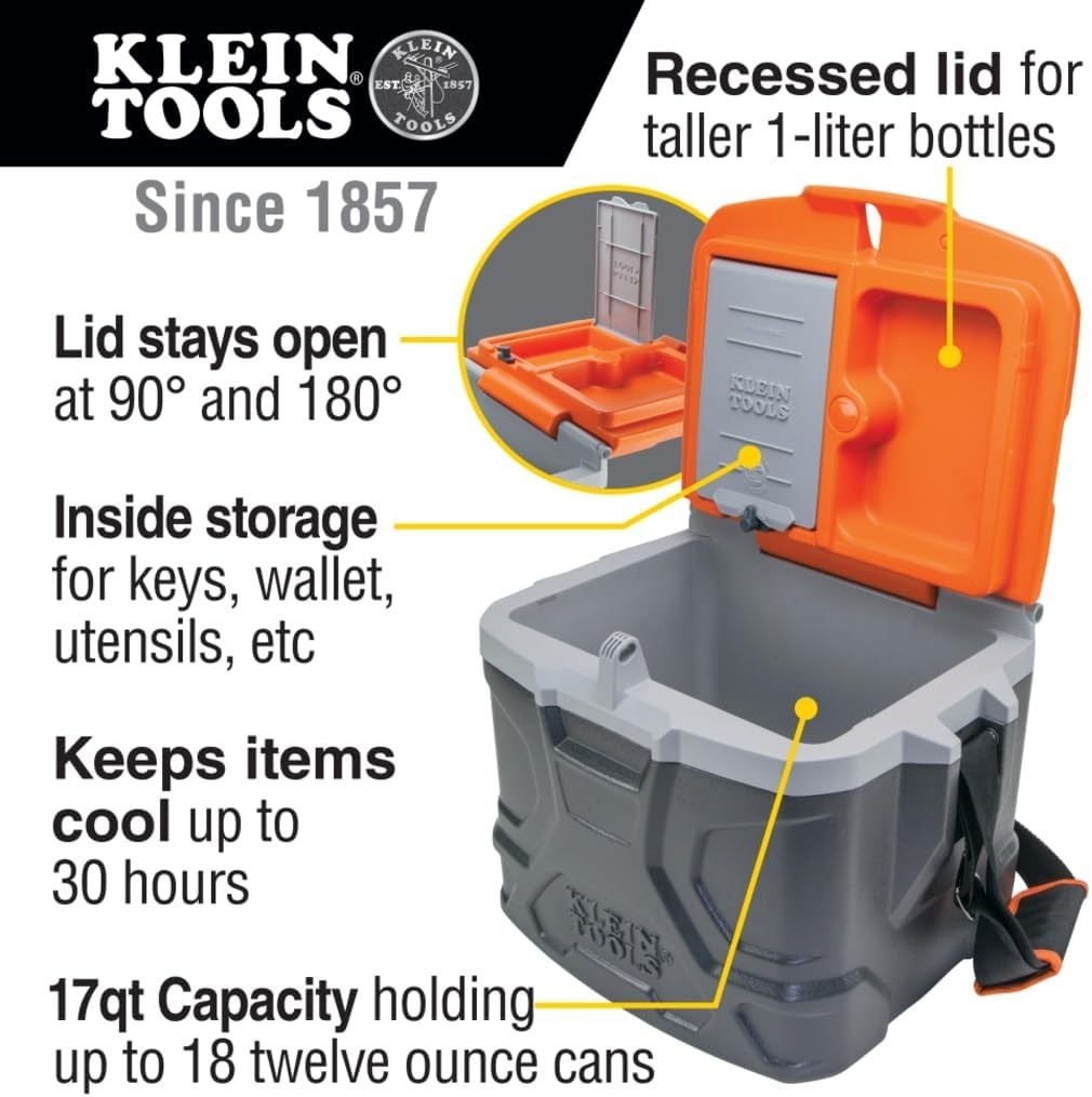 Klein Tools 55600 Work Cooler / Lunch Box, 17-Quart, Seats 300 Lb