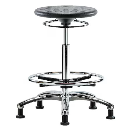 Cleanroom Stool, Polyurethane, Black, 23 1/2 In To 33 1/2 In Seat Height,