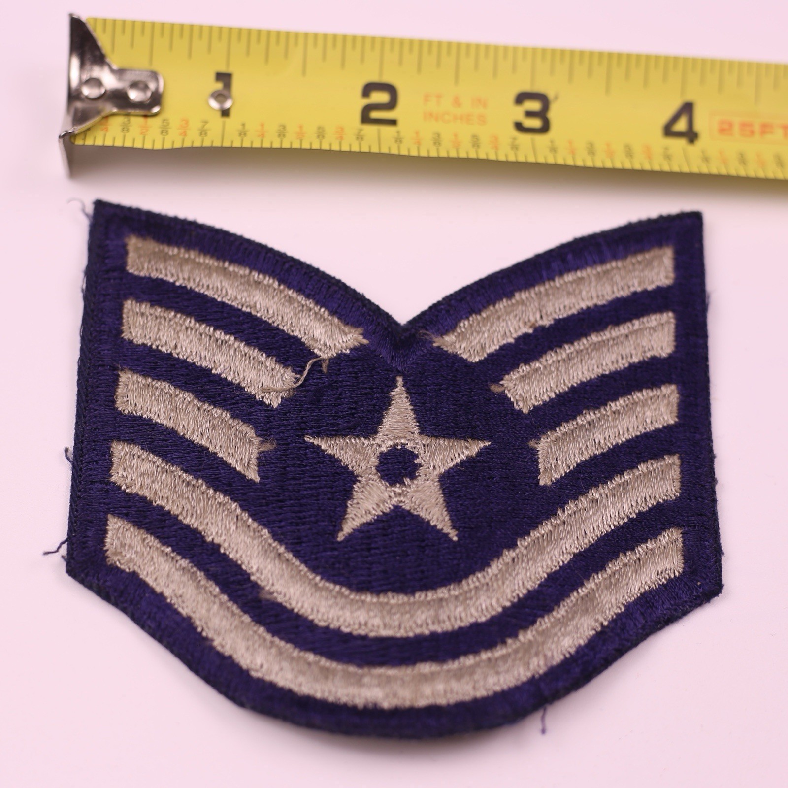 U.S. Military USAF Technical Sergeant Rank Insignia Patch Cut E-6 Blue Grey 4”