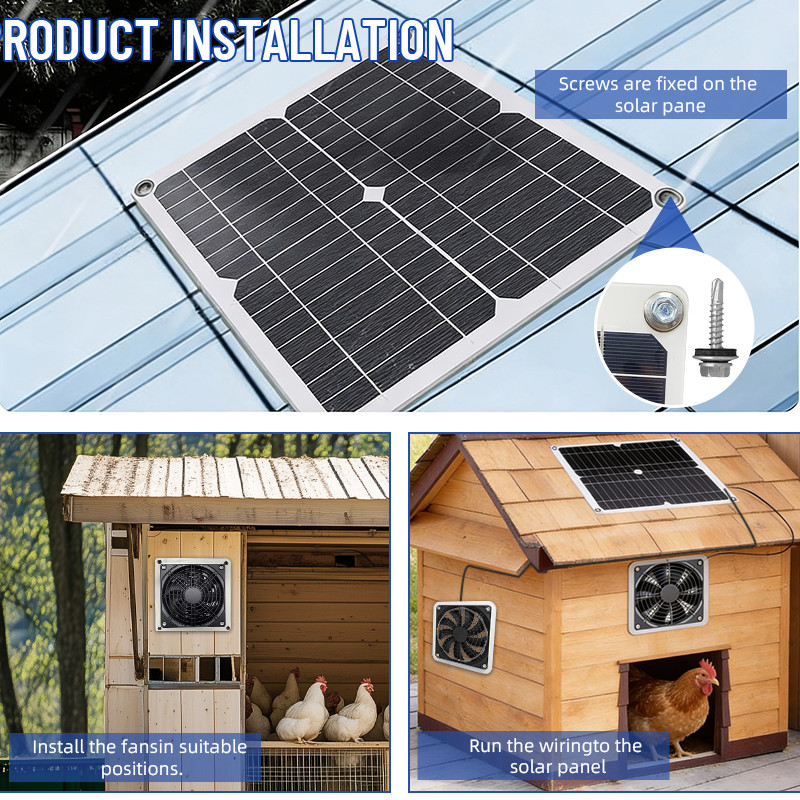 30W Solar Powered Fan for Outside, Adjustable Speed & 3M Cable, Waterproof