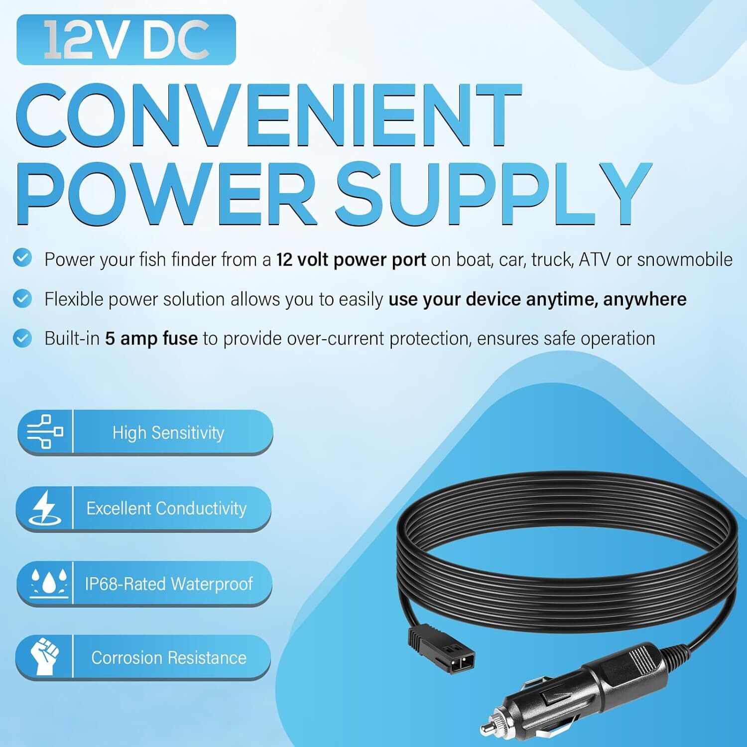 720105-1 12V DC Port Power Cord Power Cable for Humminbird Fish Finder Charger