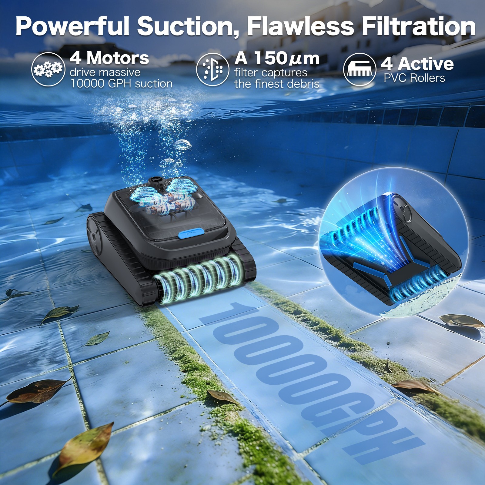 AIRROBO CP400 Automatic Pool Cleaner Robot Vacuum & Robotic Pool Surface Skimmer