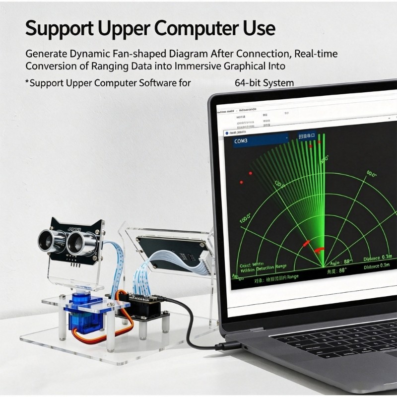 Ultrasonics Radars Scanner Diy Set For 0-180 Degree Servo Scanning