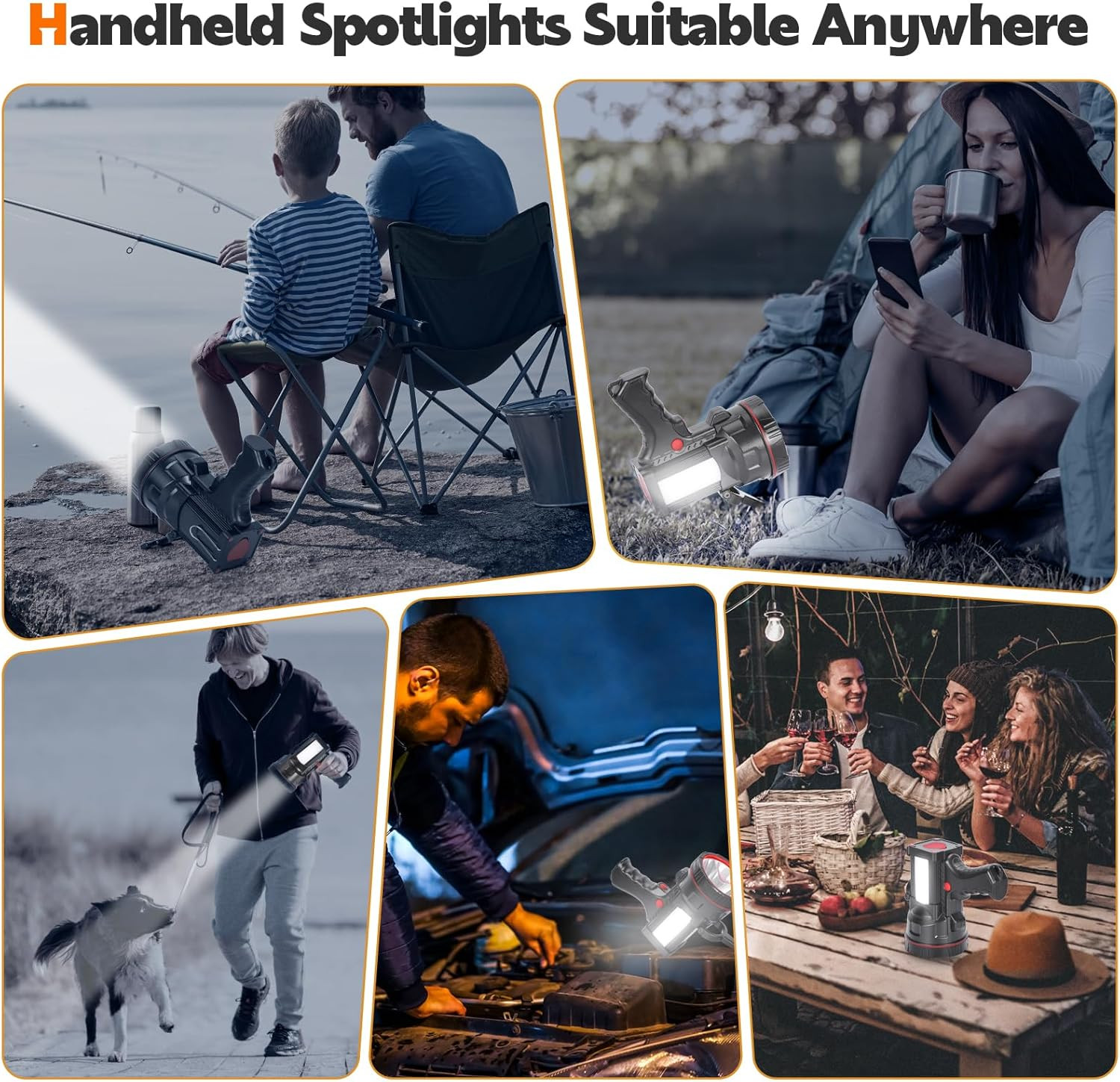 Rechargeable Superbright Handheld LED Spotlight Flashlight Powerful Searchlight