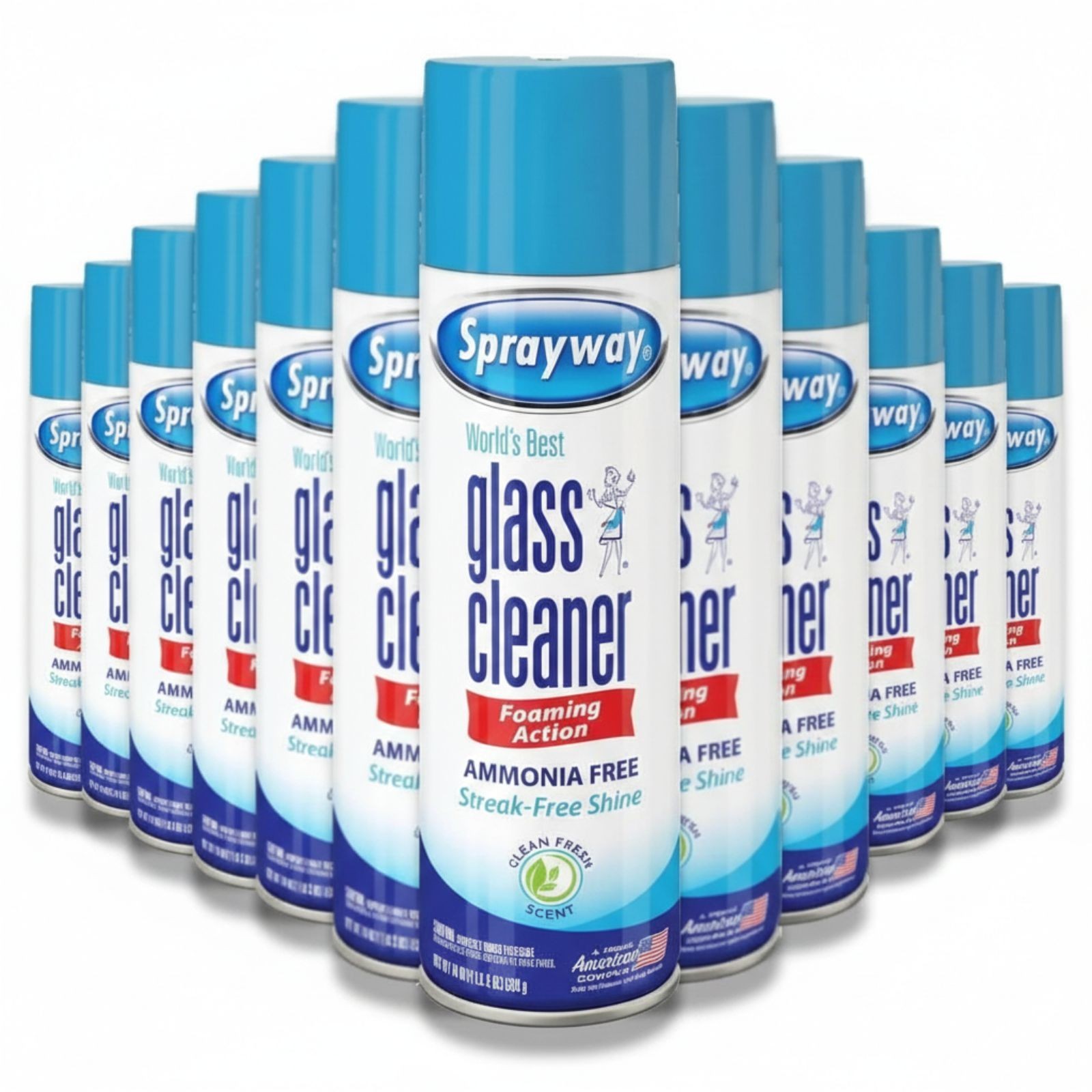 Sprayway Glass Cleaner Foaming Spray – Streak-Free Home & Auto, 19 oz (12-Pack)