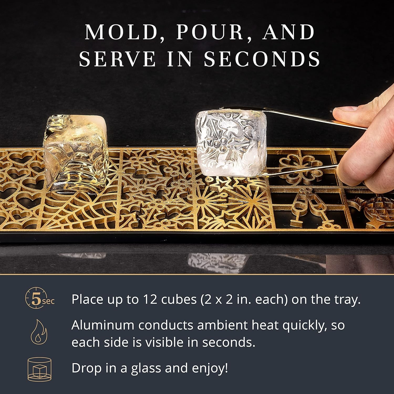 Clear Ice Cube Maker Design Tray - Craft Modern Molds for Bourbon & Brass