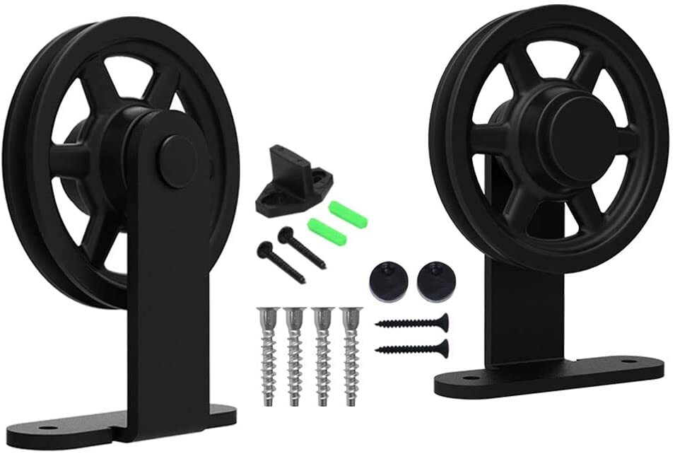 CCJH 4FT-20FT Medium Wheel Roller Sliding Barn Door Hardware Kit for 1/2 Door