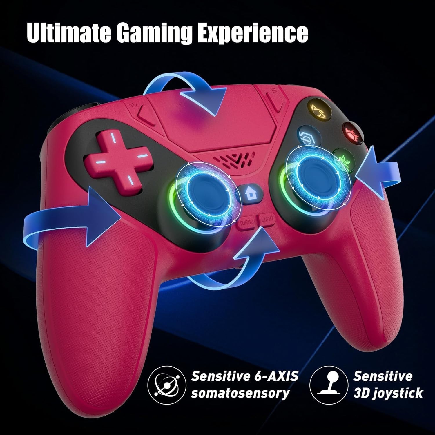 Gamrombo LED Wireless Controller for PS5, Compatible with PS5 Pro/Slim/Pc, Dual