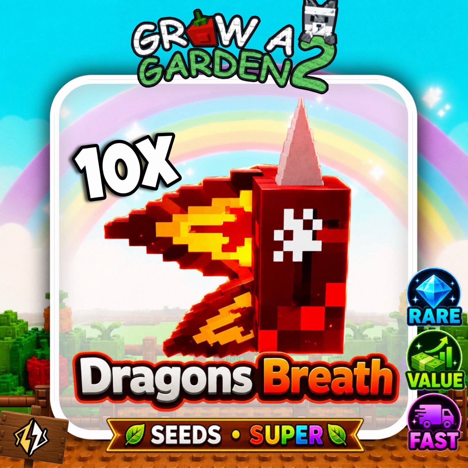 🌱Grow A Garden 2🌱 | 10x Dragon’s Breath Seed 🔥 | CHEAP AND FAST DELIVERY⚡️