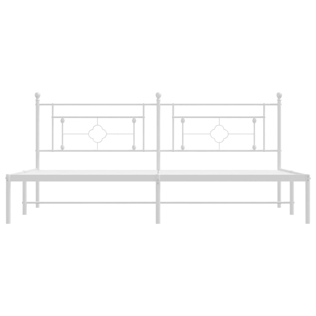 Metal Bed Frame without Mattress with Headboard White 76"x79.9"