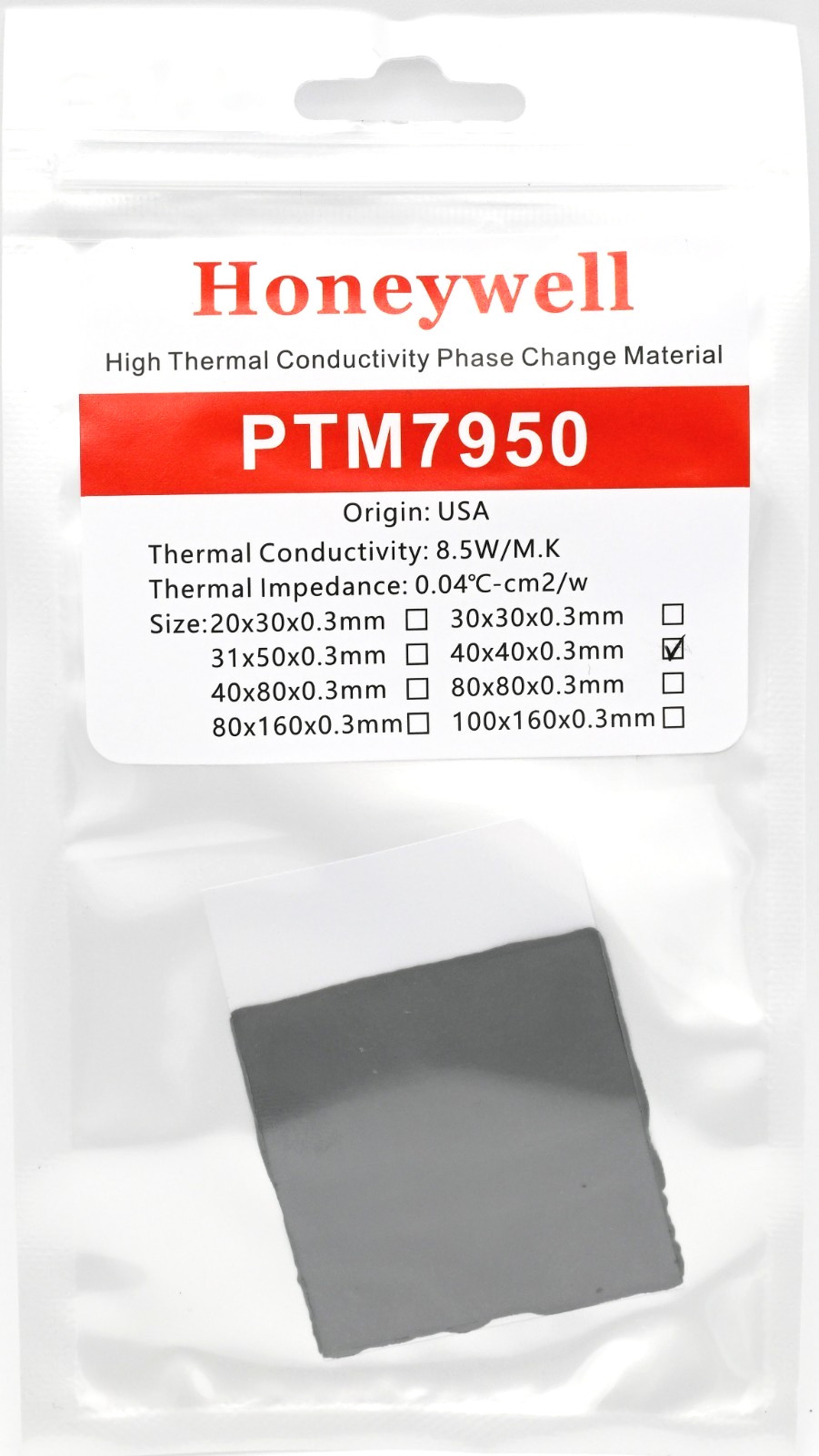 Honeywell PTM7950 40x40x0.3mm Phase Change Thermal Paste Laptop CPU Graphics