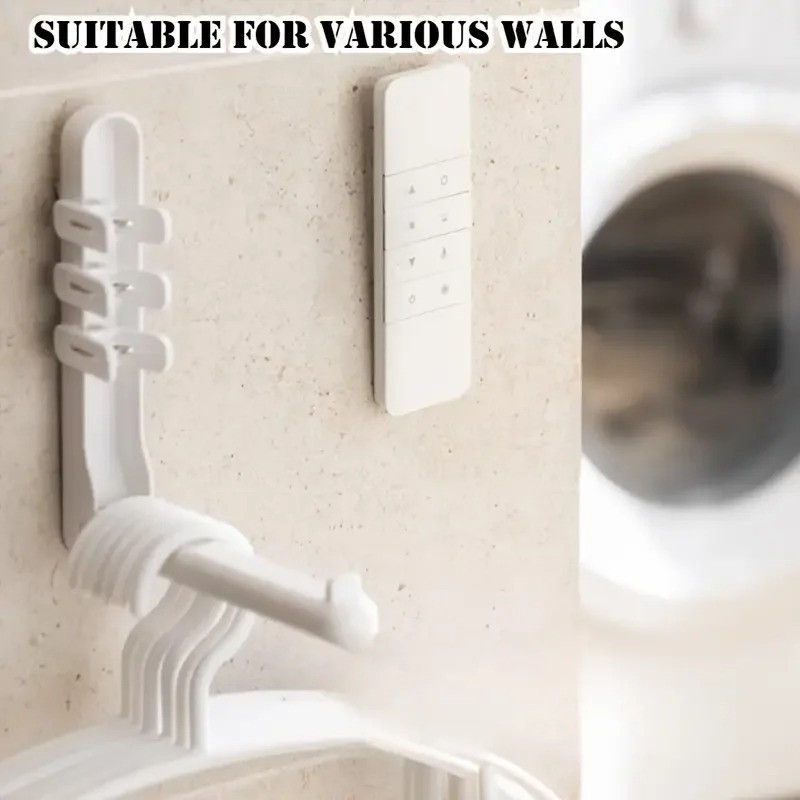 3PCS Magnetic Remote Control Holder Wall Mount No Drill Storage Rack White