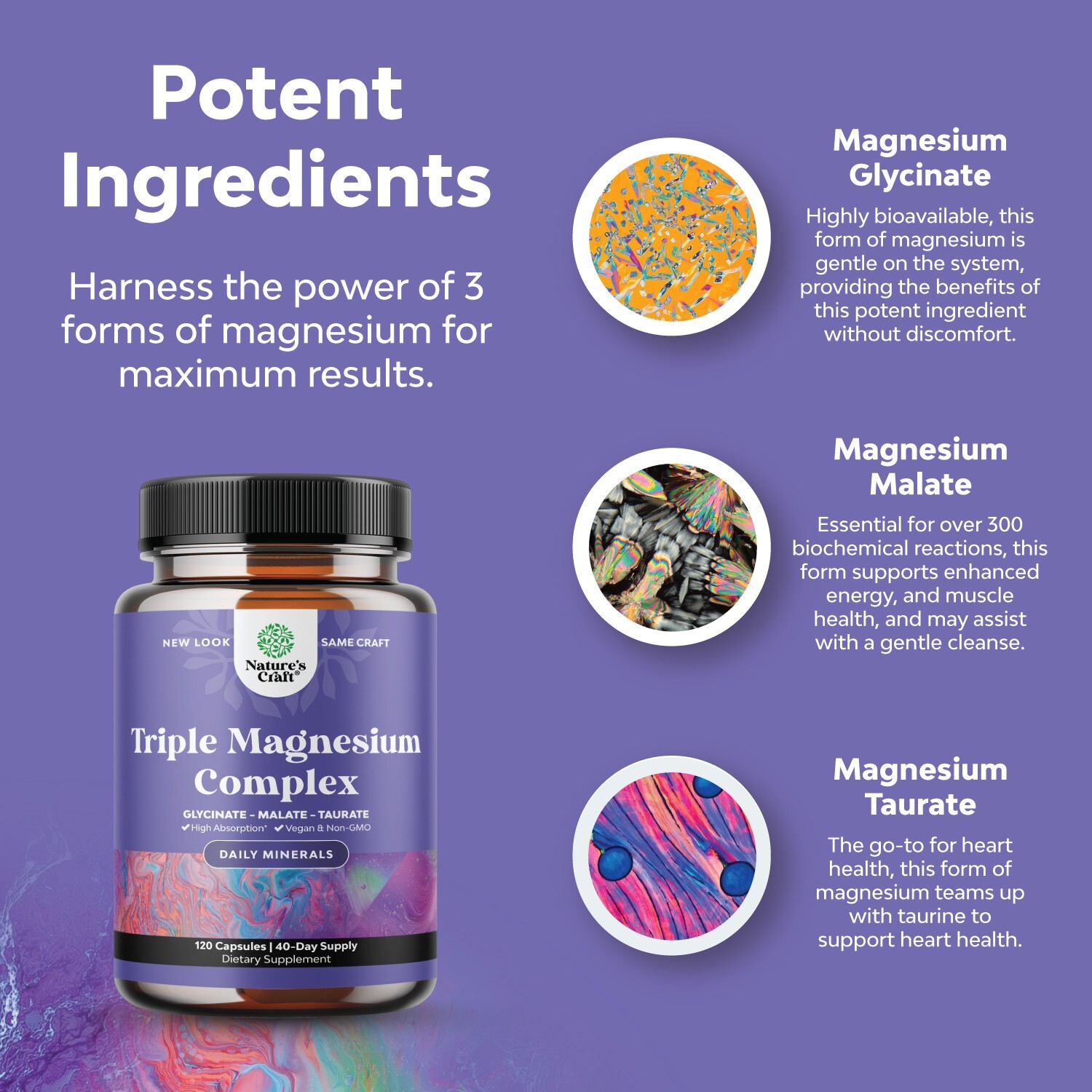 Triple Magnesium Complex Supplement 400mg Per Serving - High Absorption