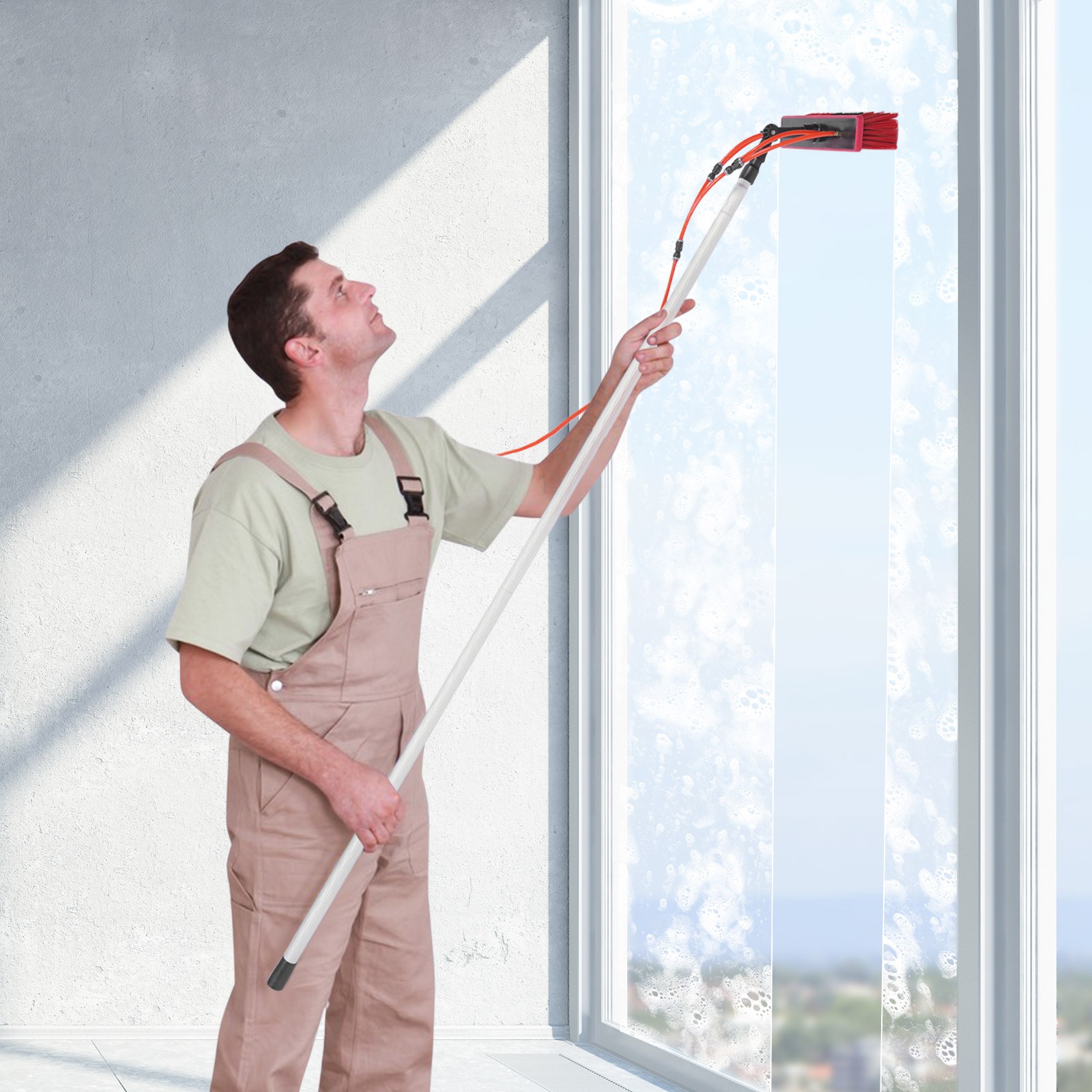 Water Fed Pole Water Fed Brush 26FT For Window Solar Panel Cleaning Washing