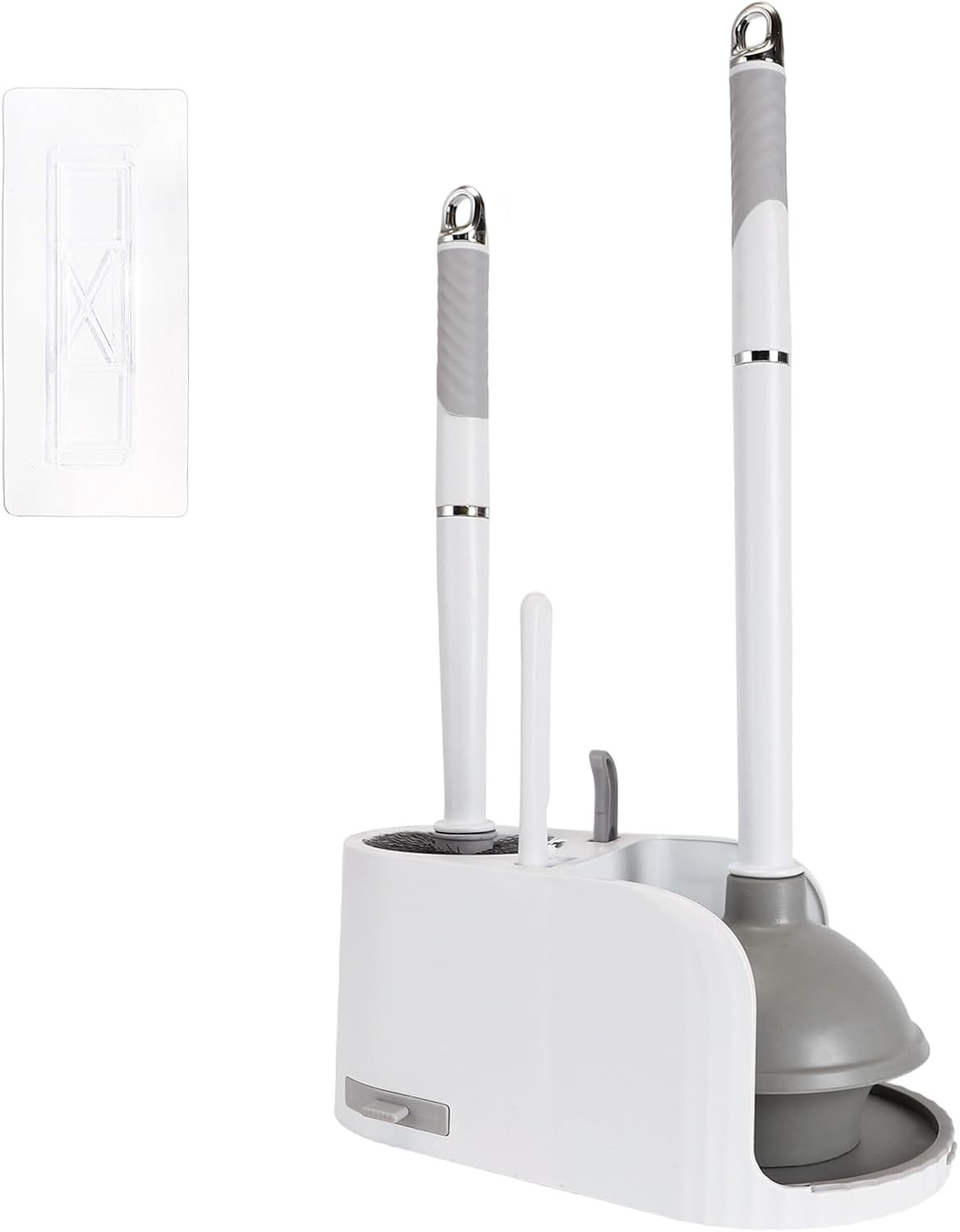 Toilet Brush and Plunger Set 4 in 1 Holder with Gray 1