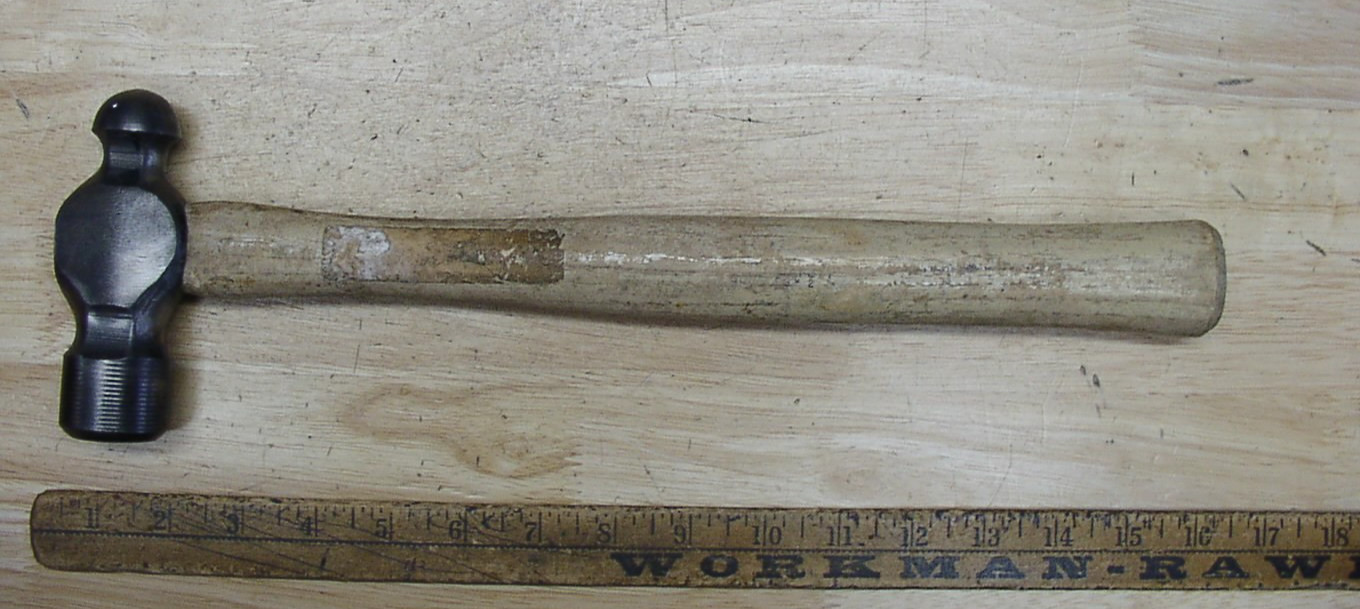 Vintage Unbranded Ball Peen Hammer,1lb15.7 oz,4-3/4"Head,Blacksmith,XLINT,L@@K!