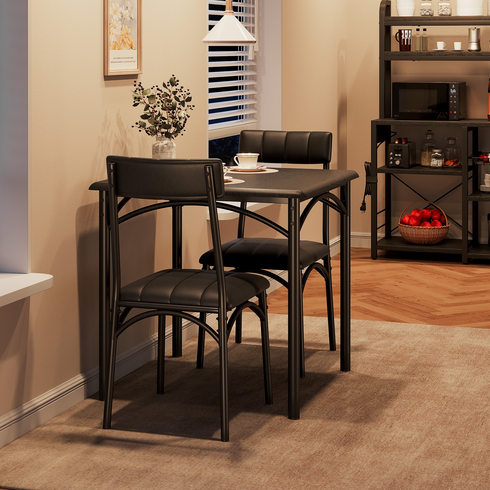 Dining Table Set Kitchen Dining Table Set for 2 W/Upholstered Chairs Apartment
