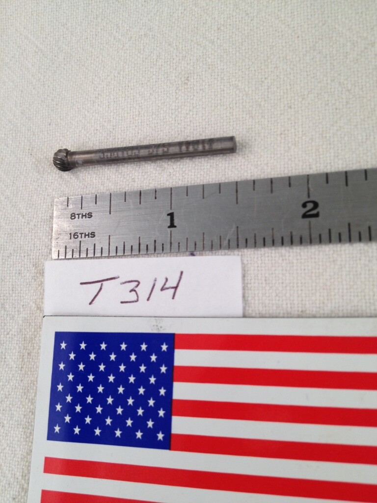 NEW FALCON / SGS 1/8" SH CARBIDE BURR. SD-53 (3/16" HEAD) SINGLE CUT. BALL T314