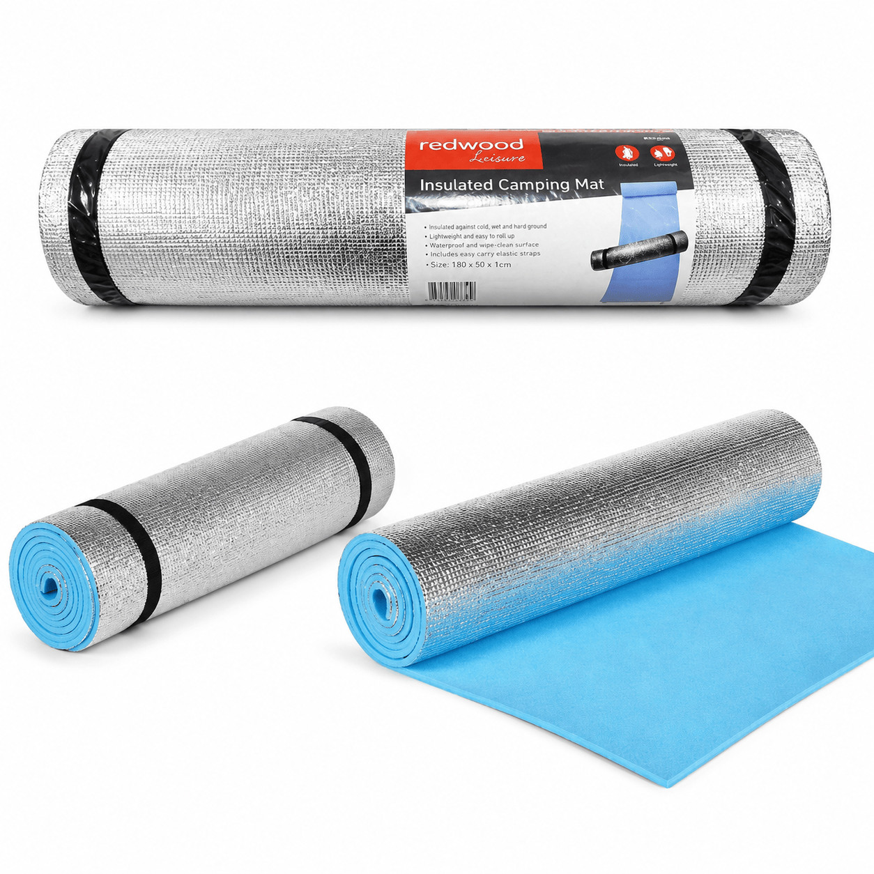 Camping Roll Up Foam Sleeping Mat Waterproof Foil Insulated Mattress 180x50cm