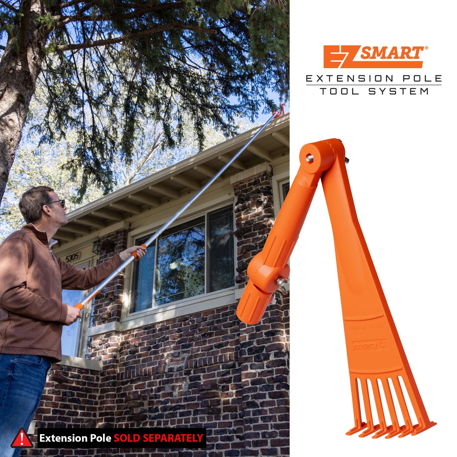 Mini Rake Head Gutter Rake Tool for Removing Leaves & Debris from Roofs, Gutt...