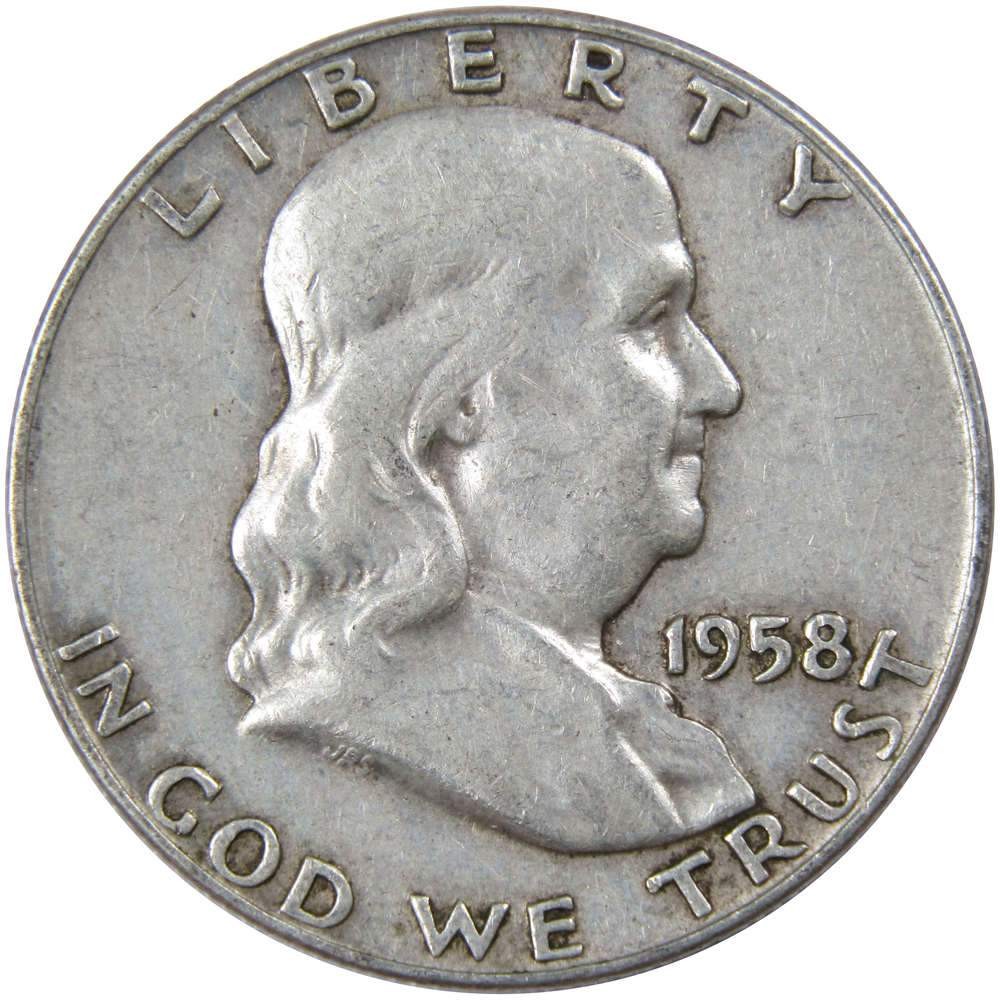 1958 D Franklin Half Dollar Circulated Silver 50c Coin Collectible