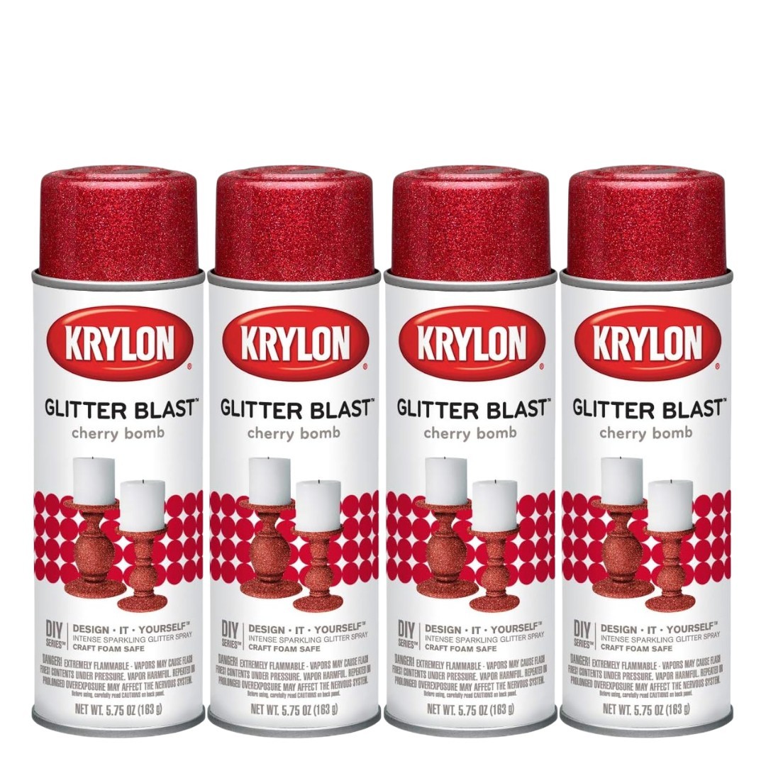 KRYLON 3806 -- Glitter Blast Cherry Bomb 5.75 oz 4 Pack