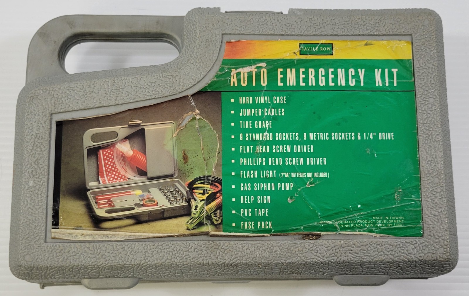 *X) Vintage Savile Row Auto Car Roadside Emergency Kit Case