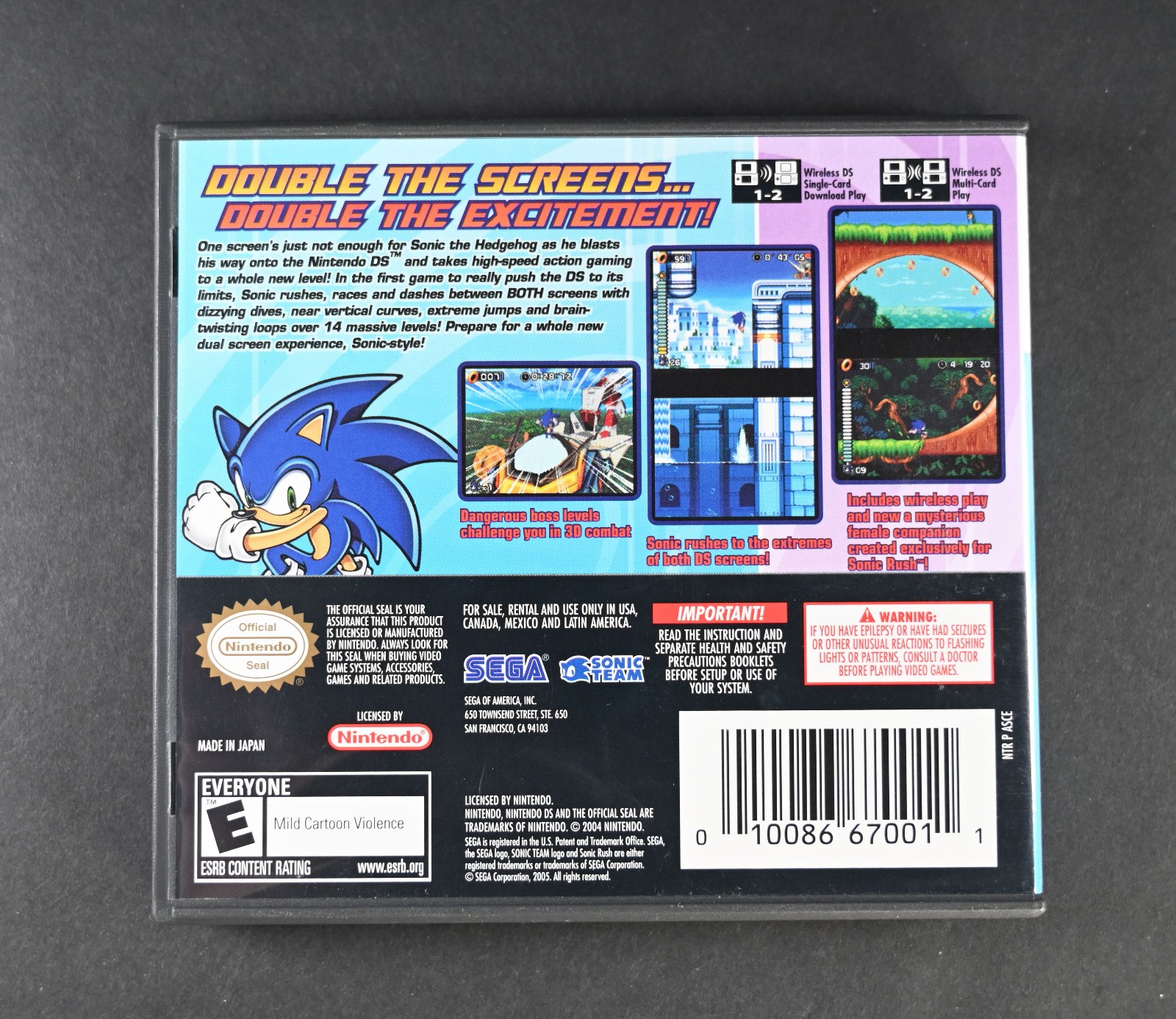 Sonic Rush Original Case & Instructions ONLY! NO GAME! Nintendo DS