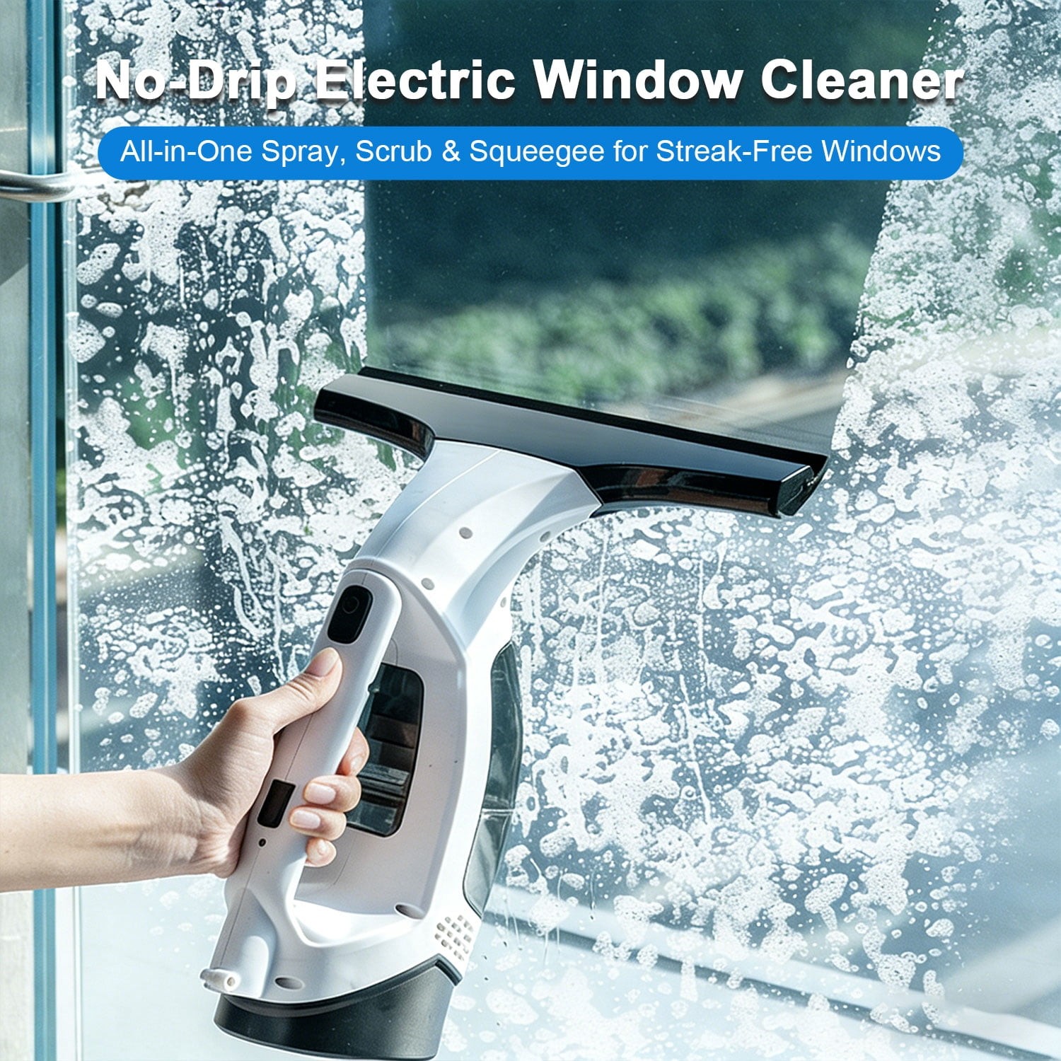 Cordless Window Vacuum Squeegee 2000Pa Electric Cleaner Glass Shower