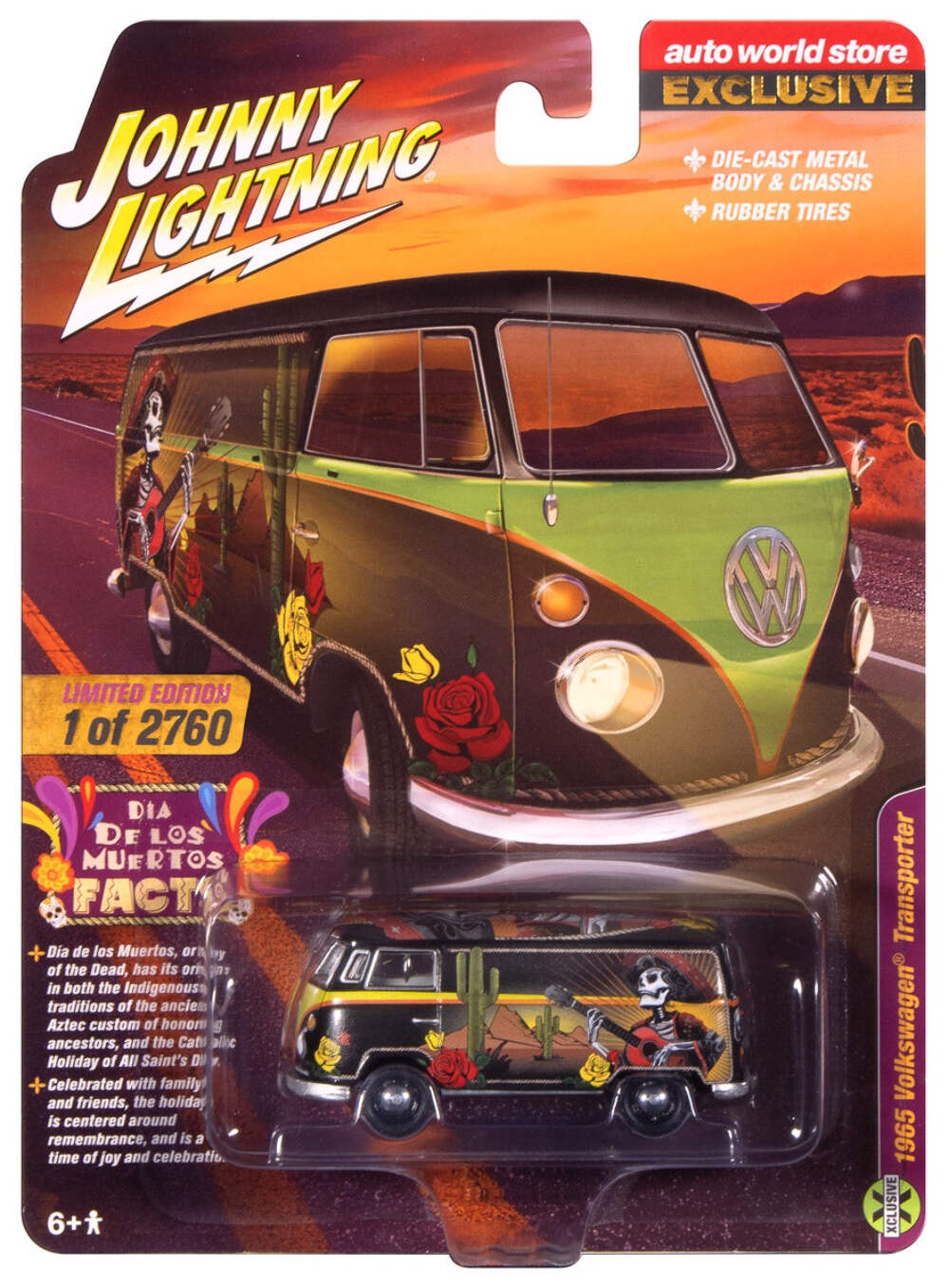 Johnny Lightning 1965 Volkswagen Transporter Day of the Dead (Auto World Store E